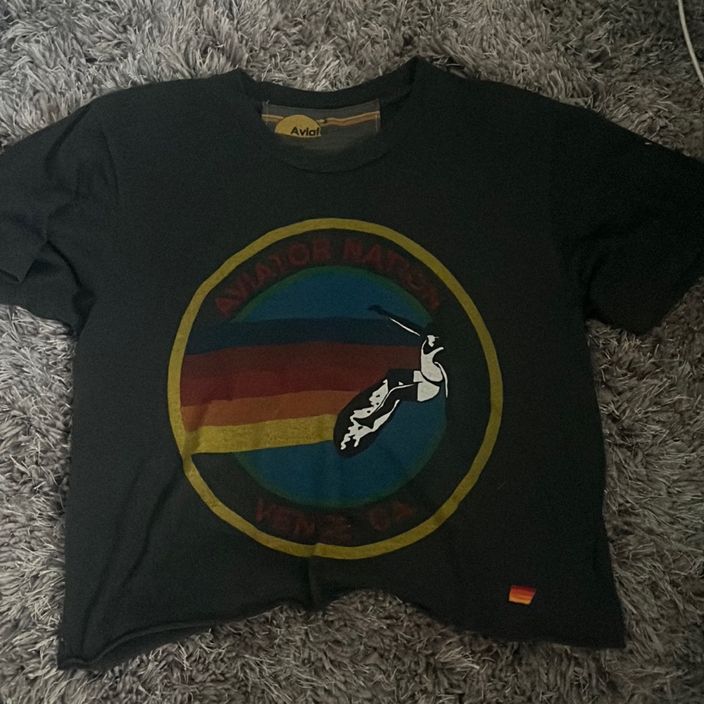 Charcoal/Black Aviator Nation Boyfriend Tee Size S